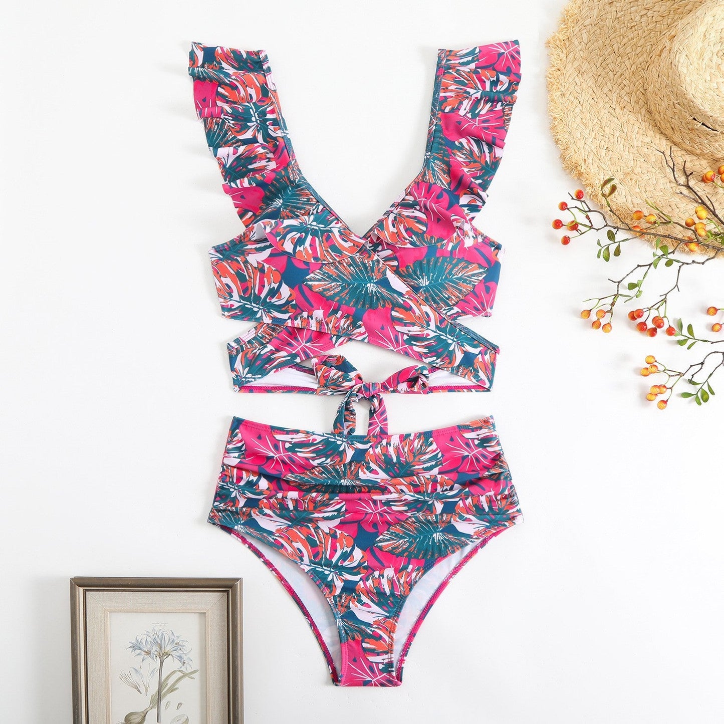 Ensemble bikini à volants et imprimé floral pour femme, par berg-feldt