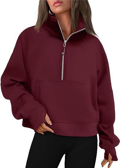Pull-over douillet demi-zippé à capuche et poche kangourou Berg-Feldt pour femme