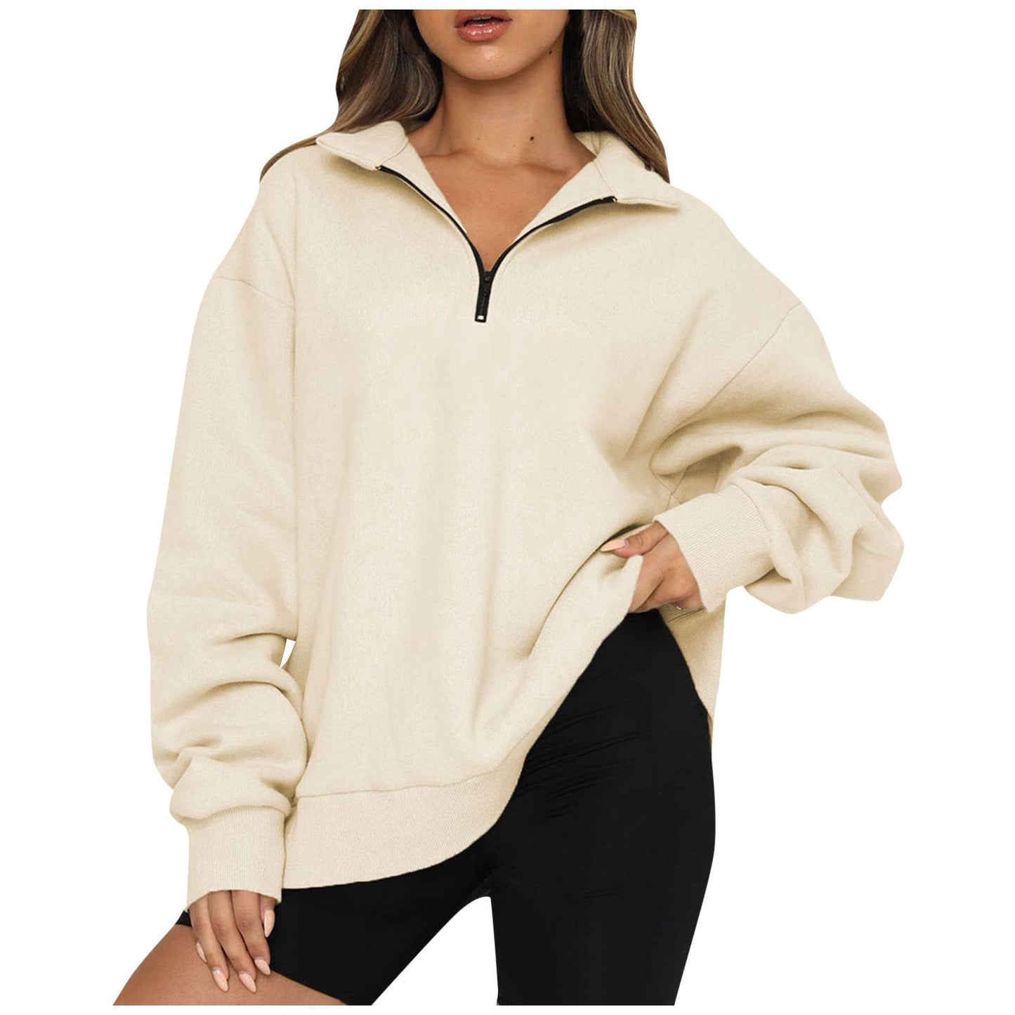 Bequemer Damen-Pullover mit Reißverschluss, Oversized, berg-feldt