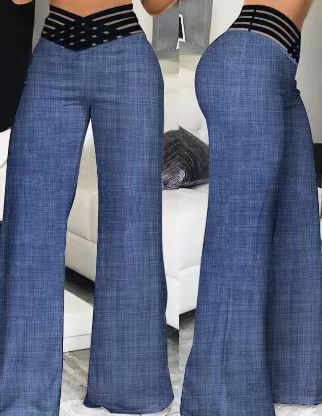 Weite Damen-Freizeit Hose mit hohem Bund und Gürtel