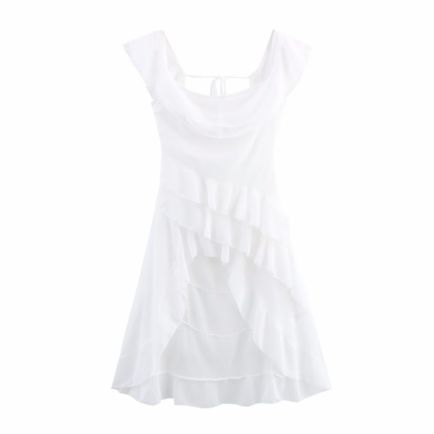 Women's Maxi Dress with Ruffled Layer and Open Back Detail by berg-feldt