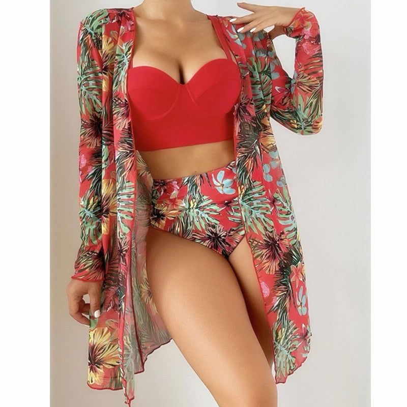 Women's Floral Print Swim Cover-Up and Bikini Set by berg-feldt