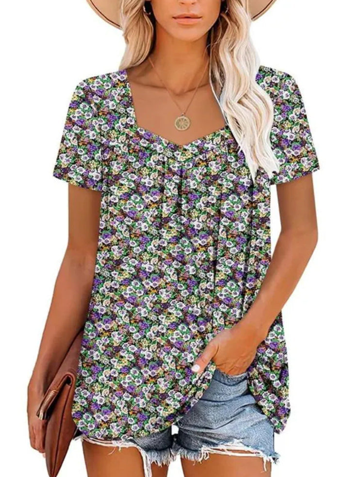 Lässiges Damen-Blumenoberteil mit V-Ausschnitt und weitem Schnitt von berg-feldt