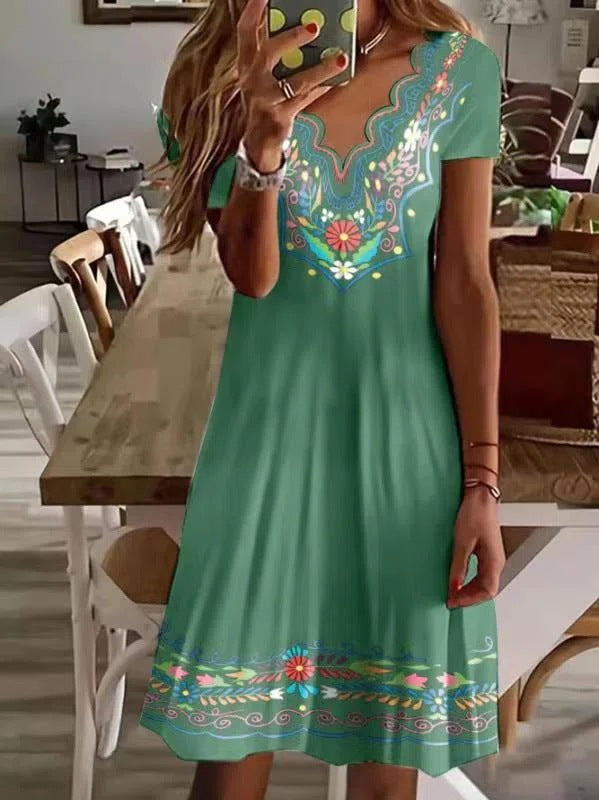A-Linienkleid für Damen mit bestickten, farbenfrohen Blumenapplikationen von berg-feldt