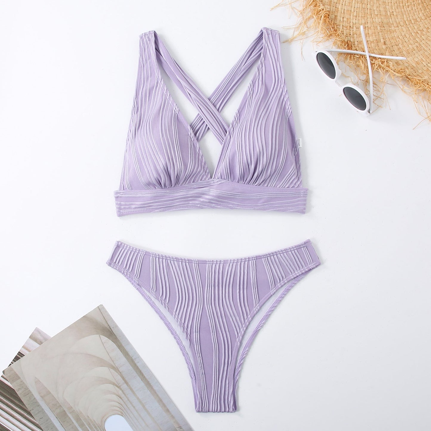 Women's Plunge Neck Pleated Bikini Set berg-feldt
