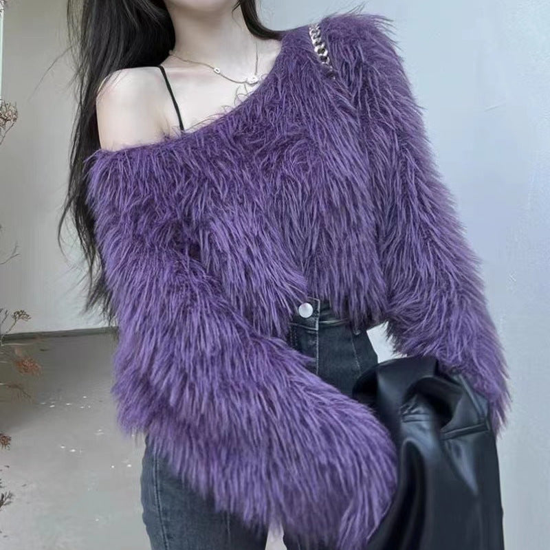 Pull-over court femme à texture moelleuse et épaules dénudées Berg-Feldt