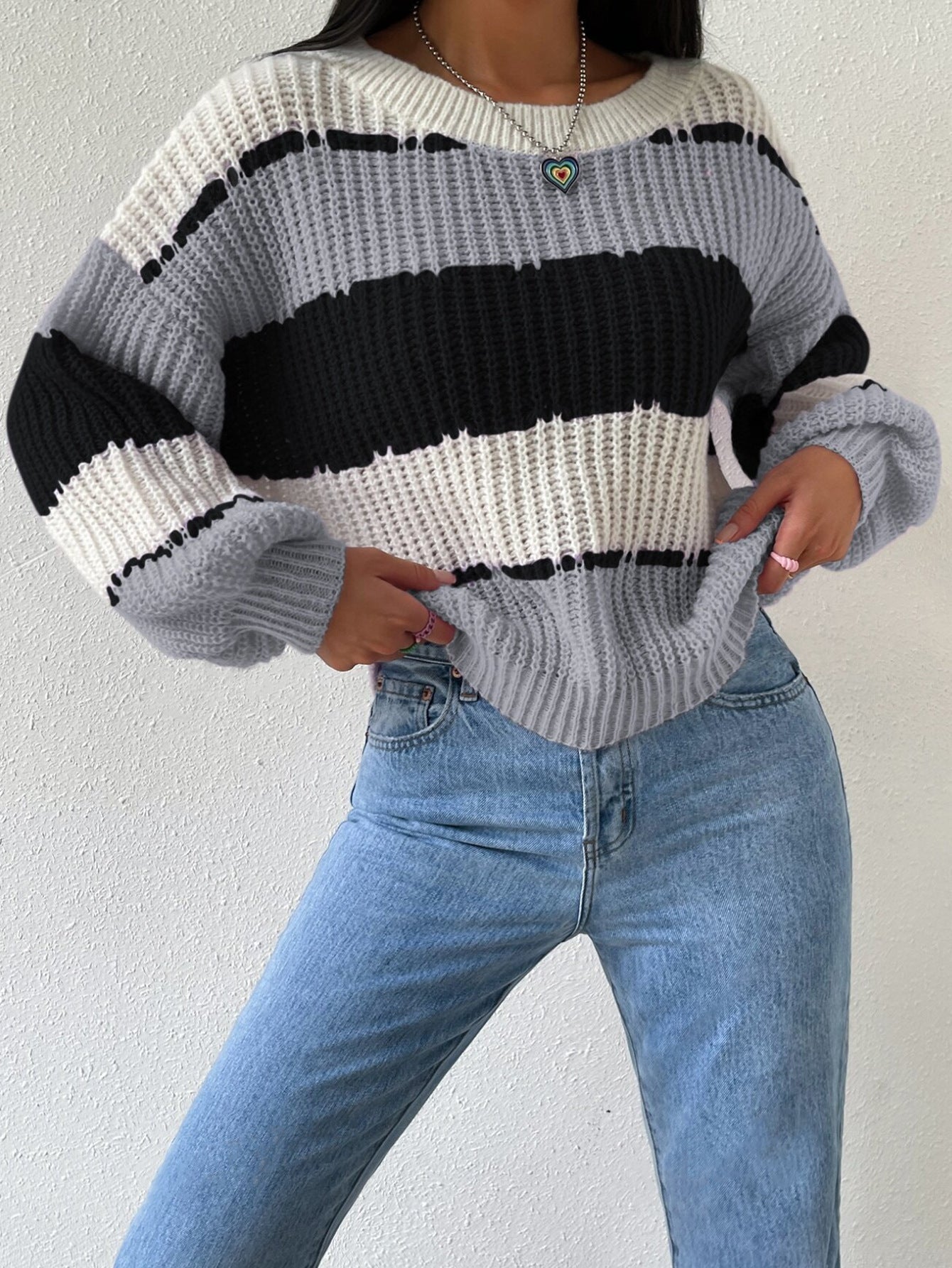 Berg-Feldt | Pullover Pullover Grobstrick Übergröße Fit Langarm Freizeit Crew Neck