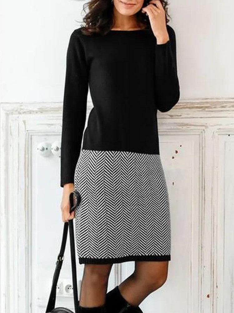 Robe femme Berg-Feldt avec haut en maille et jupe à motif chevrons