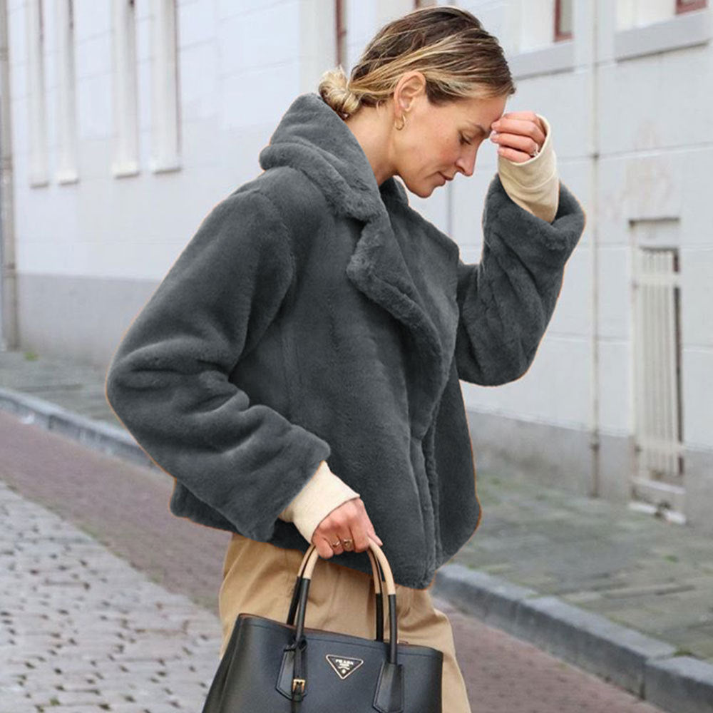 Veste en polaire douillette pour femme avec col à revers et couture latérale Berg-Feldt