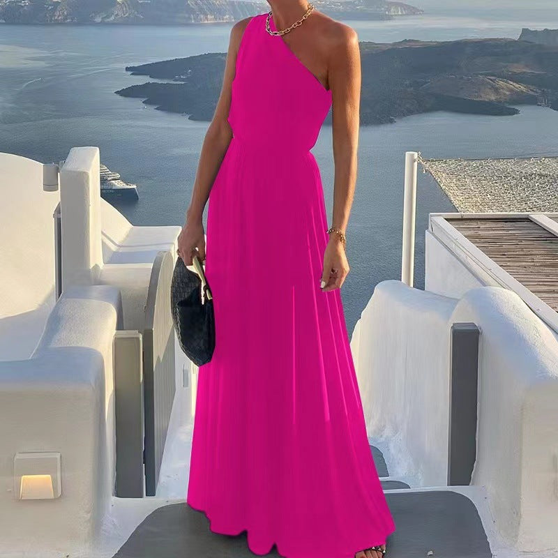 Women's Pleated One-Shoulder Maxi Dress by berg-feldt