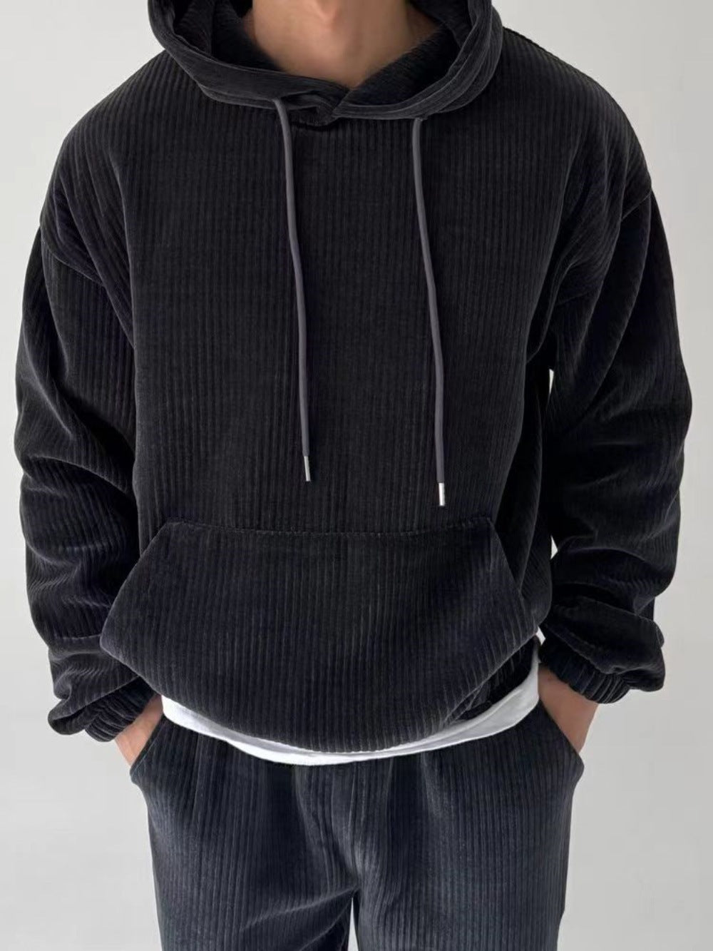 Herren Hoodie douillet à côtes avec poche kangourou pratique Berg-Feldt