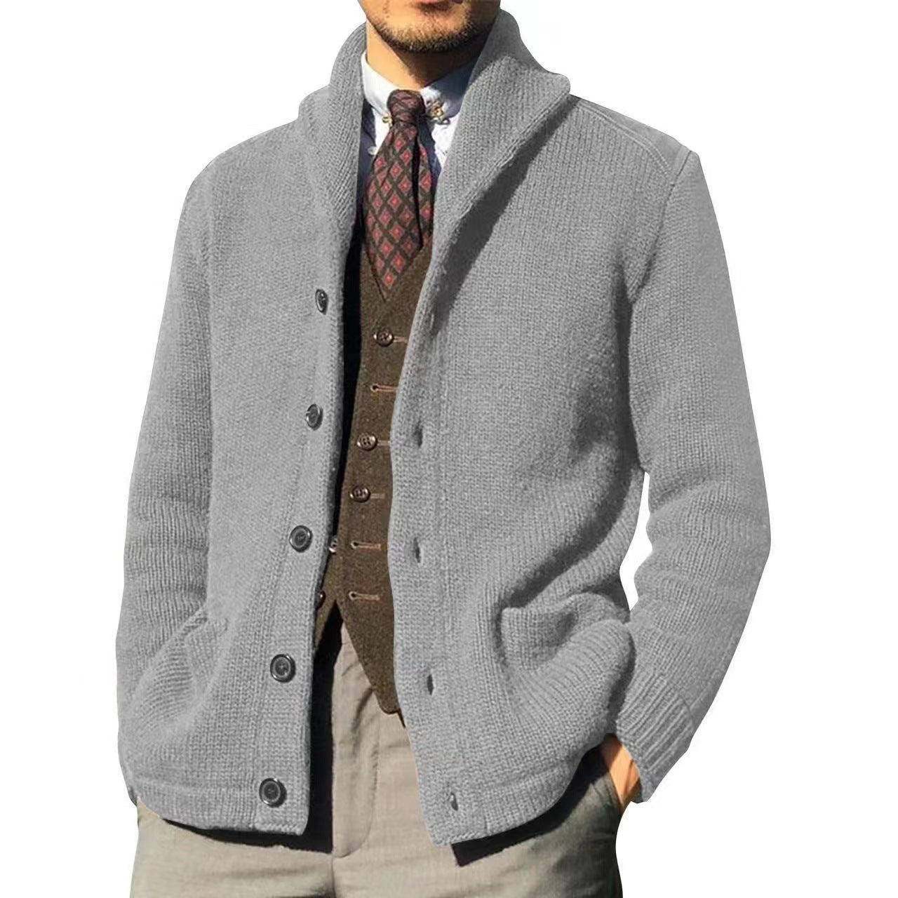 Herren Strickjacke im modernen Casual-Stil mit Schalkragen Berg-Feldt