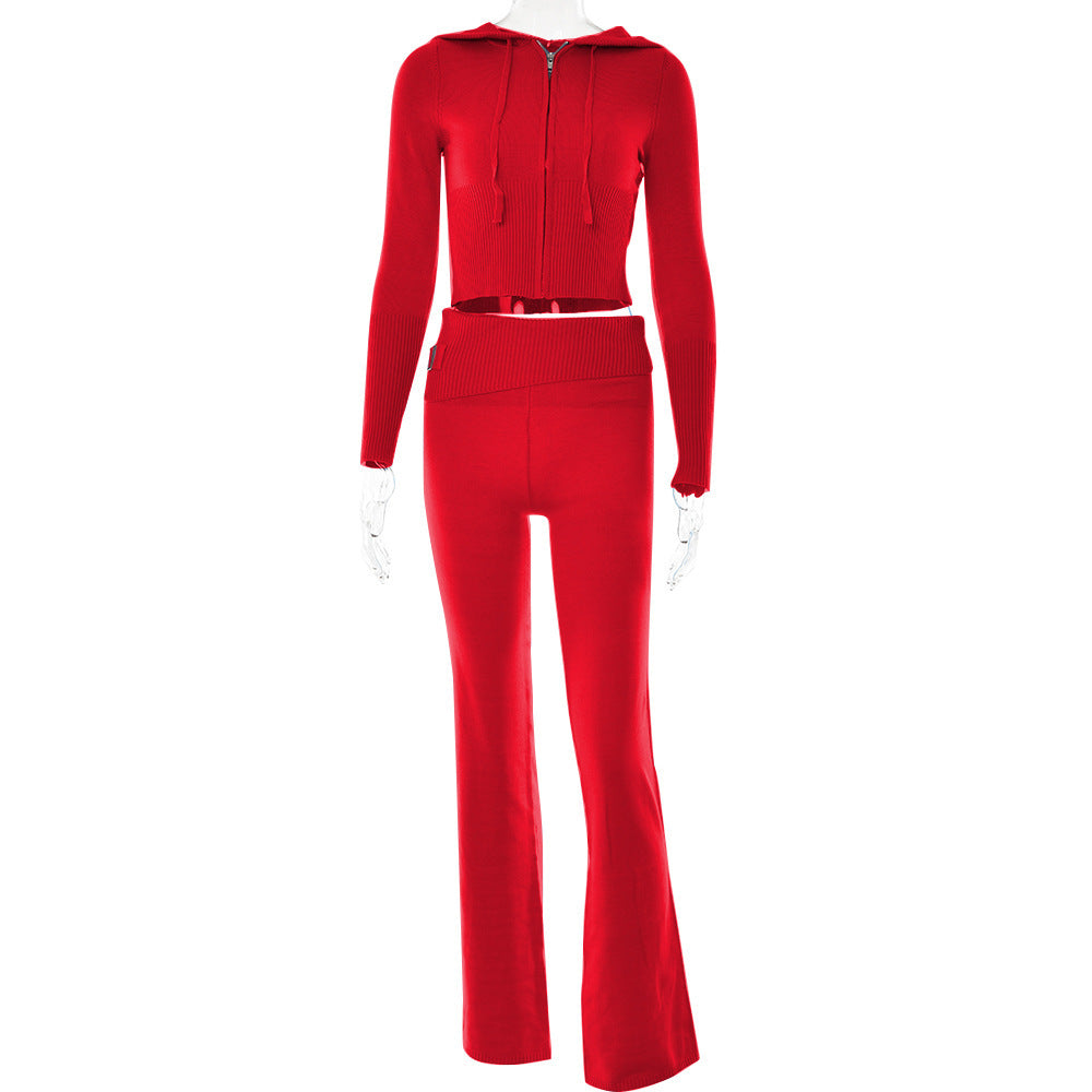 Women's Cropped Zip-Up Fitness Hoodie Set by berg-feldt