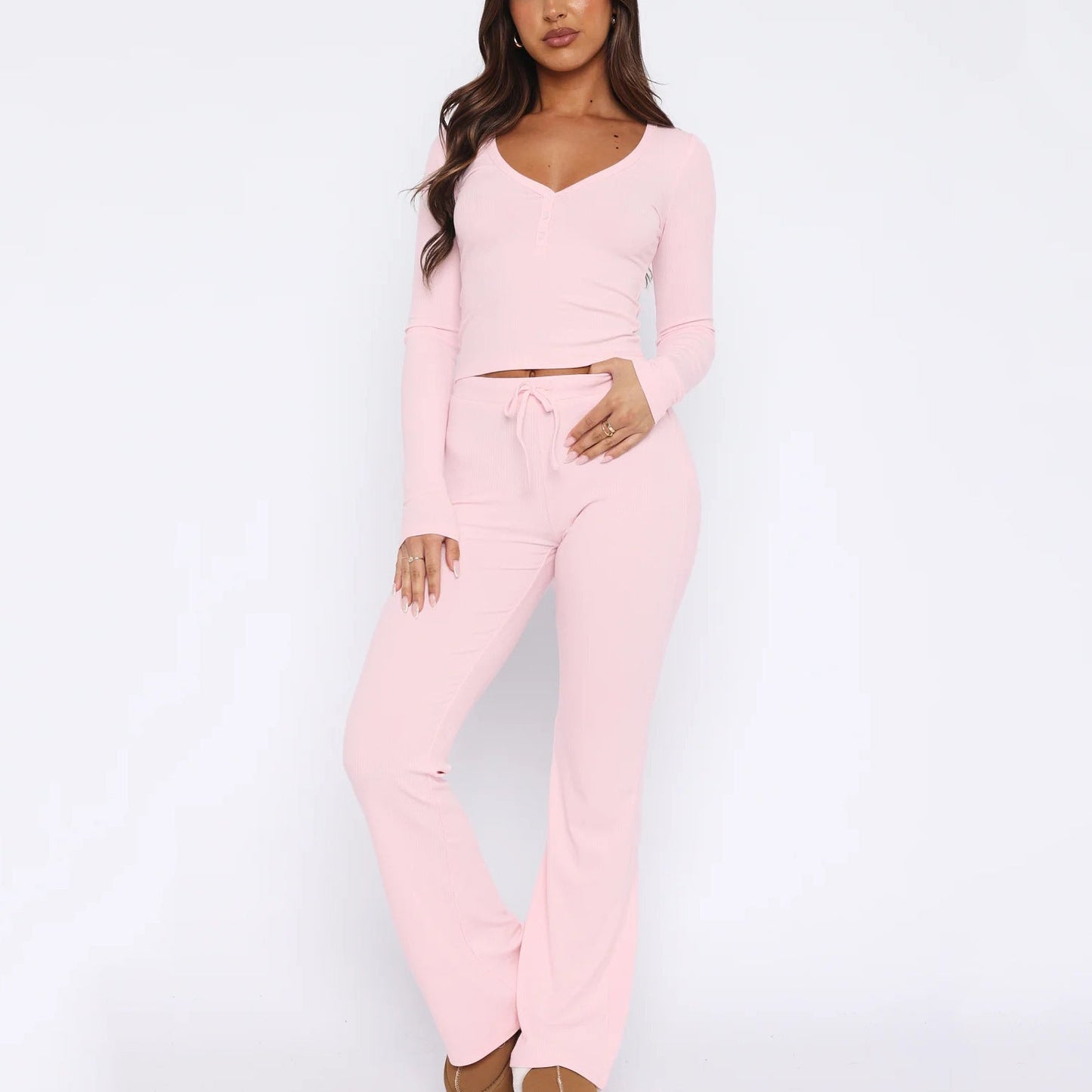 Ensemble de détente confortable pour femme avec haut long et pantalon évasé Berg-Feldt