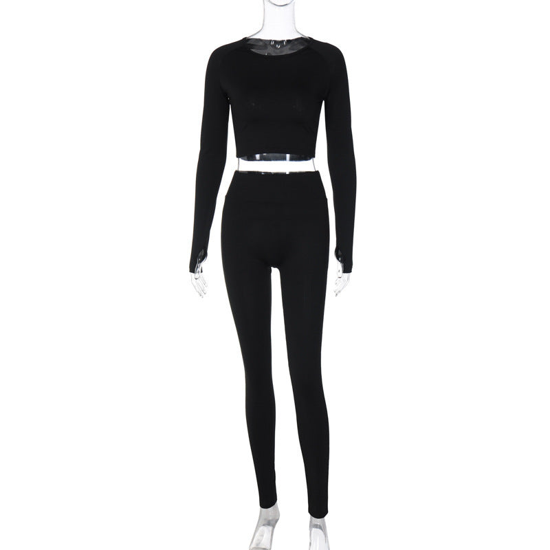 Atmungsaktives Sport-Set für Damen: Cropped Top und Leggings mit elastischem Bund von berg-feldt