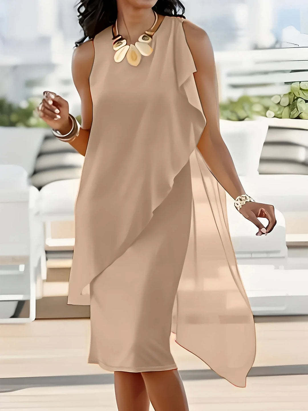 Asymmetrisches Chiffonkleid mit Rüschendetail von berg-feldt für Damen