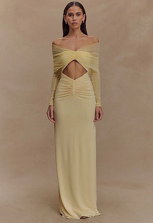 Women's Off-the-Shoulder Ruffled Cut-Out Maxi Dress berg-feldt