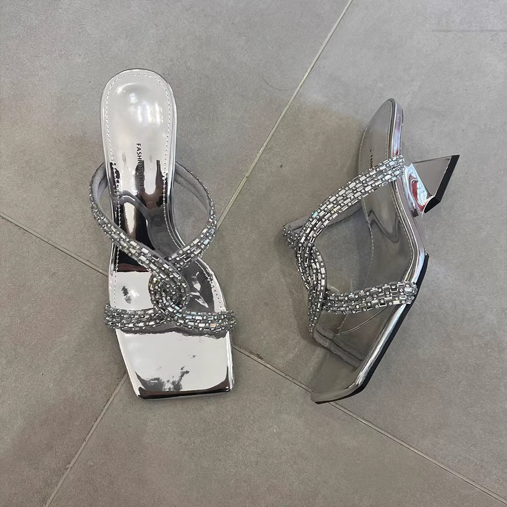 Mules à talons Berg-Feldt pour femme avec brides en strass