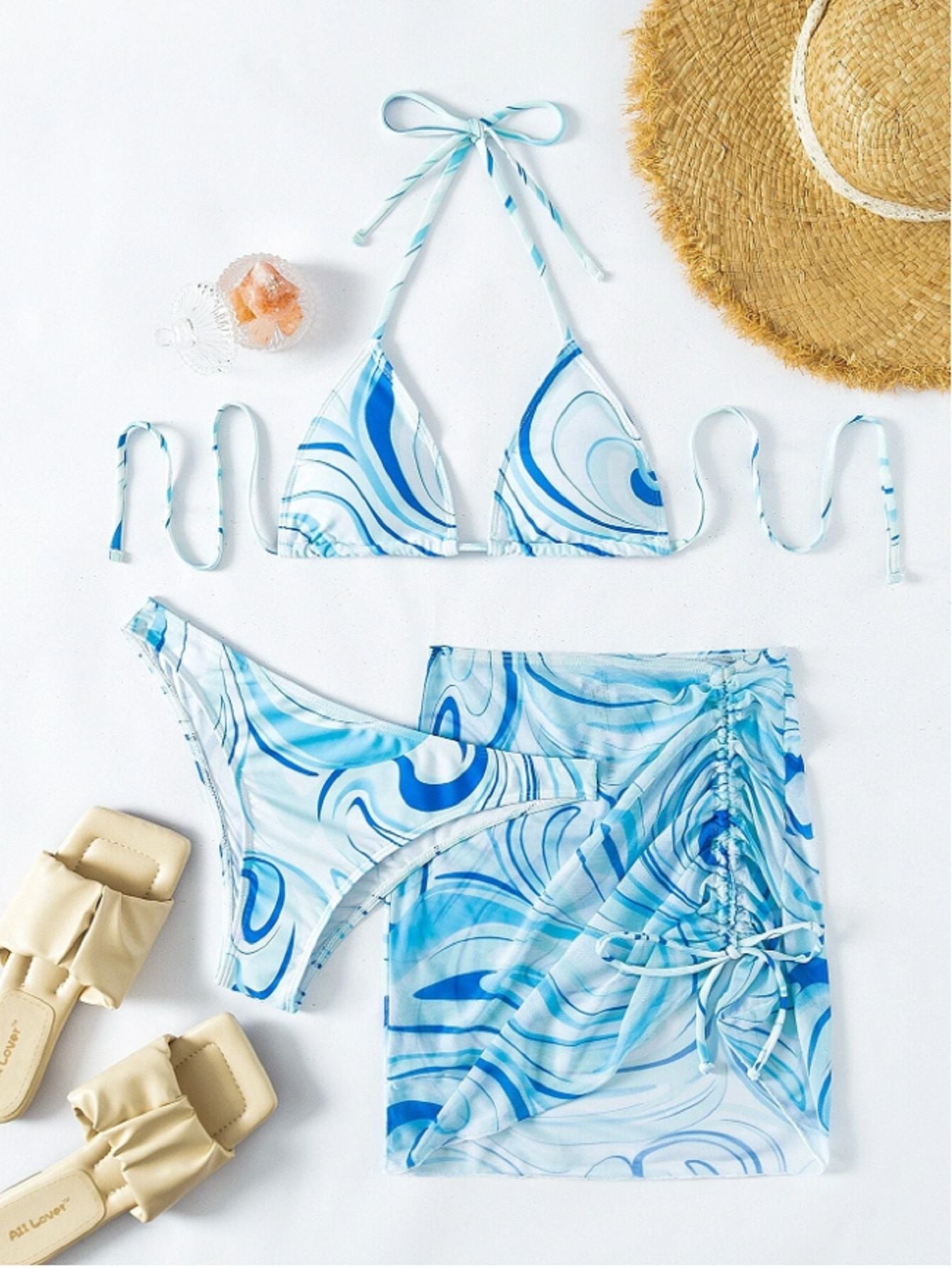Wickelrock-Bikini mit Marmor-Muster von berg-feldt