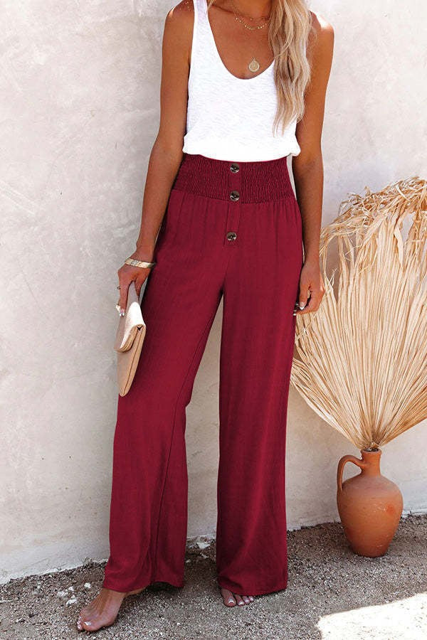 Weite Damen Sommerhose mit hohem Bund und Knöpfen von berg-feldt