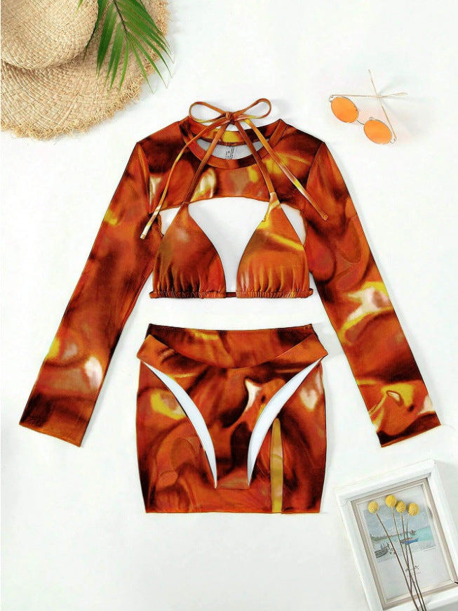 Ensemble maillot de bain élégant pour femme avec manches longues et jupe assortie de berg-feldt
