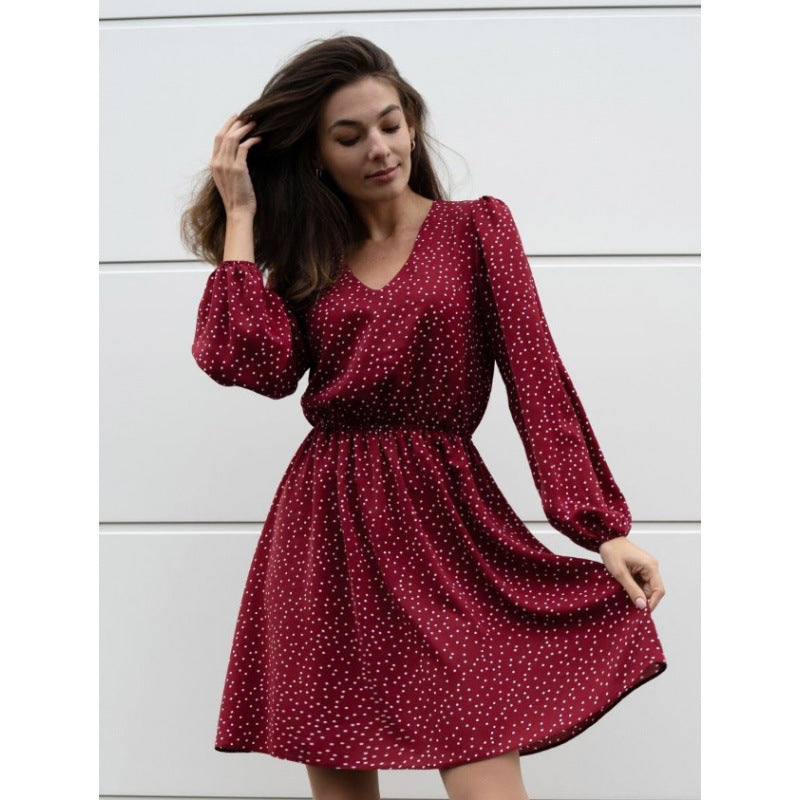 A-Linie Damen Kleid mit Puffärmeln und Punktemuster von berg-feldt