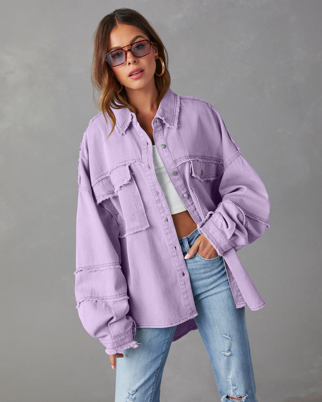 Women's Oversized Distressed Denim Jacket by berg-feldt