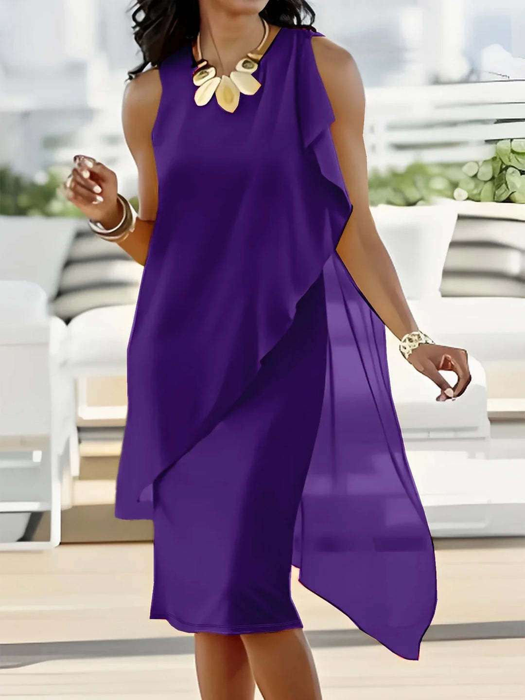 Asymmetrisches Chiffonkleid mit Rüschendetail von berg-feldt für Damen