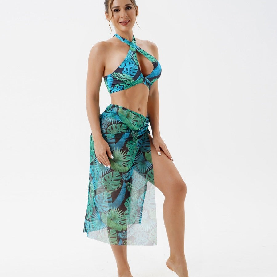 Zweiteiliges Damen Strandset mit Blumenmuster und hoher Taille von berg-feldt