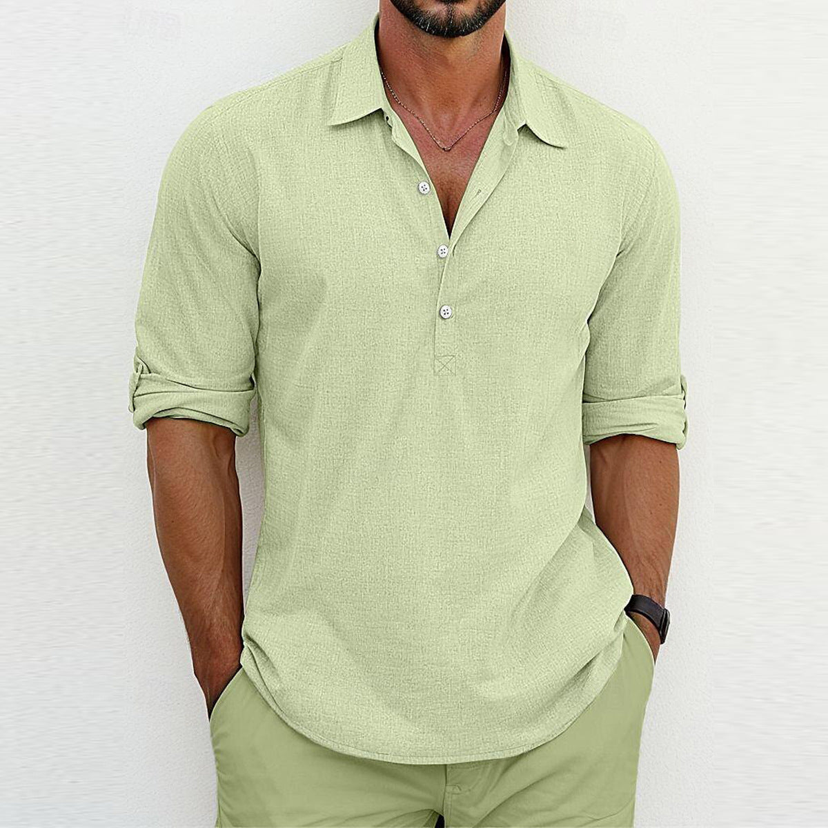 Chemise homme mode à manches trois quarts et boutonnage Montagne-Feldt