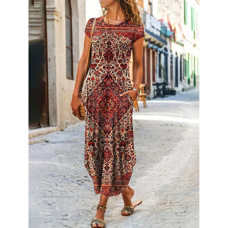 Robe longue pour femme Berg-Feldt avec motif mosaïque exceptionnel et poches