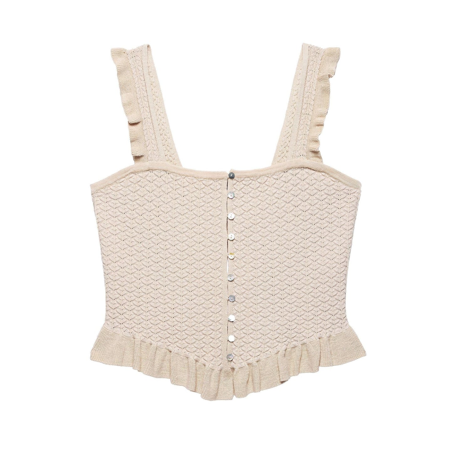 Women's Ruffled Button-Up Cropped Top by berg-feldt