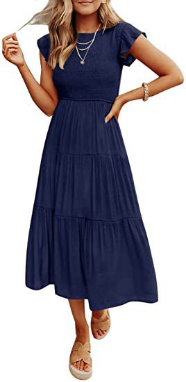 Midikleid für Damen mit elastischem Oberteil und fließendem Rock von berg-feldt