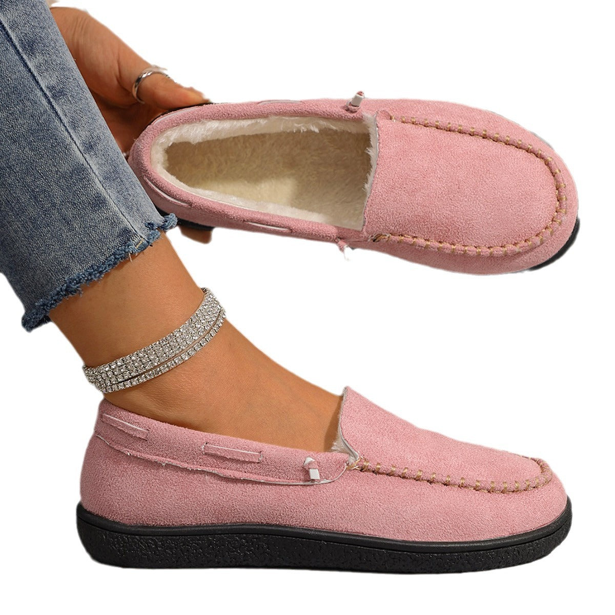 Bequeme Damen-Mokassins im lässigen Stil, handgenähte Details, weiches Innenfutter - berg-feldt