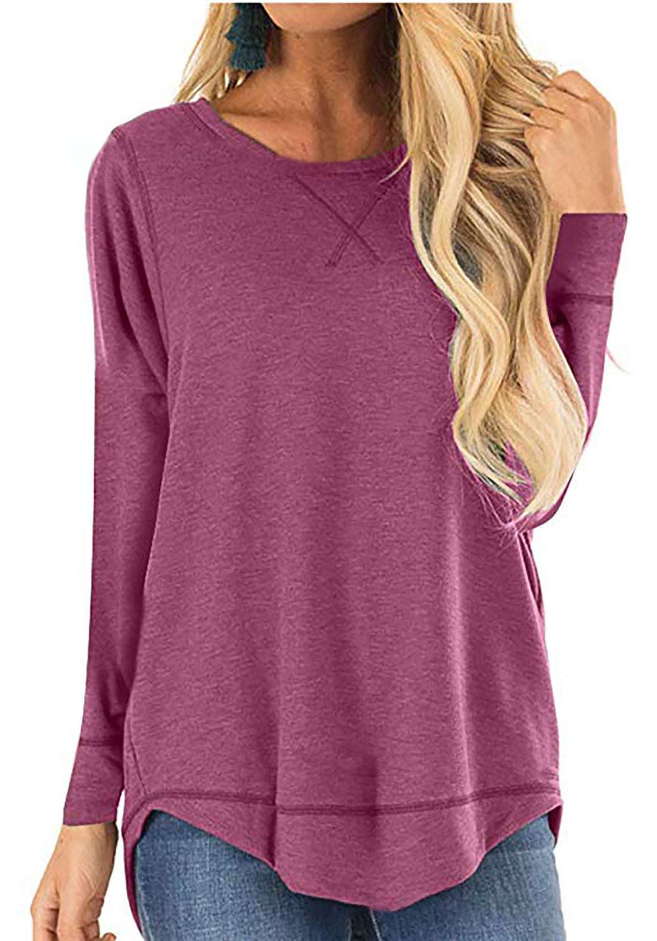 T-shirt femme mode à manches longues et ourlet asymétrique de berg-feldt