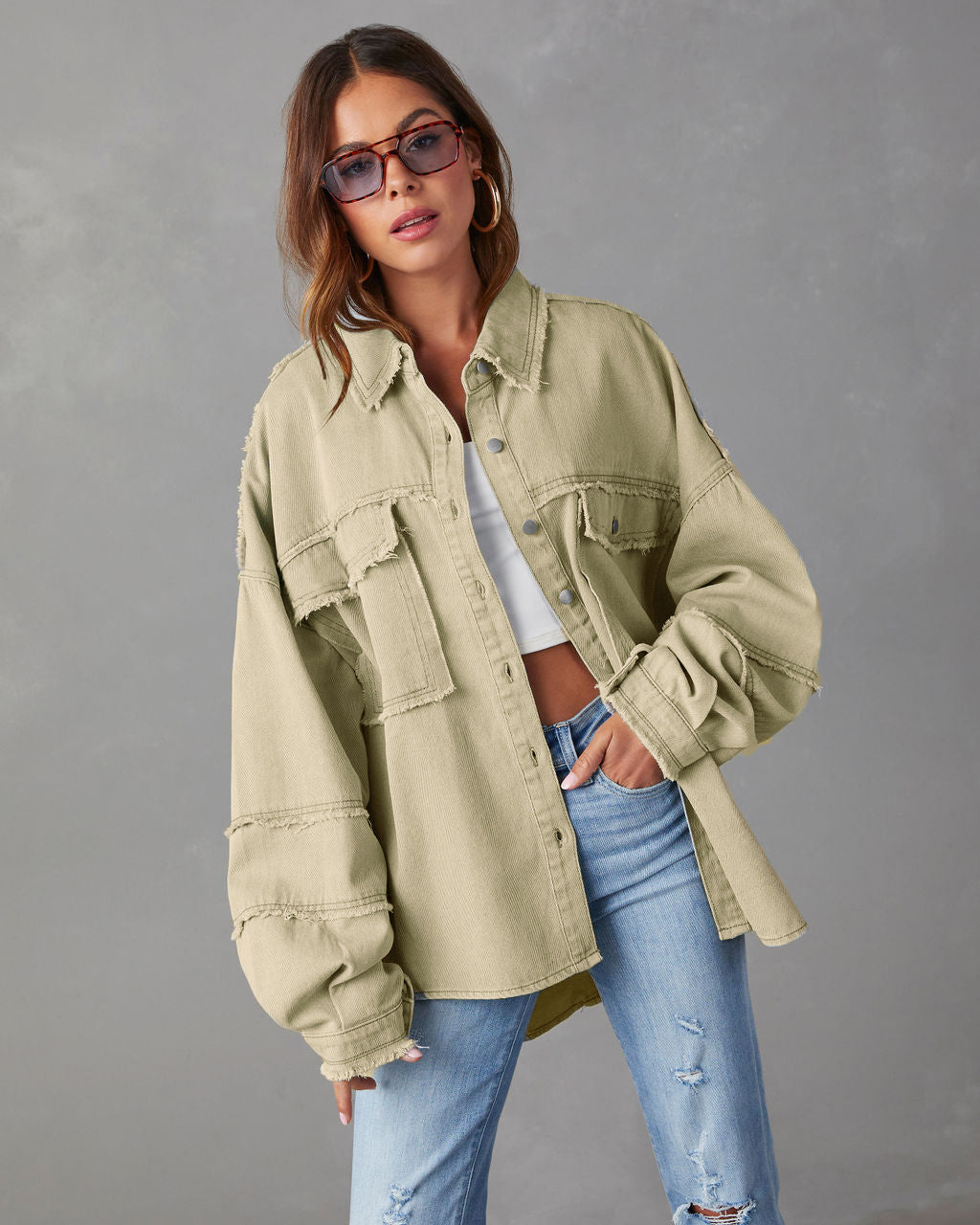 Women's Oversized Distressed Denim Jacket by berg-feldt