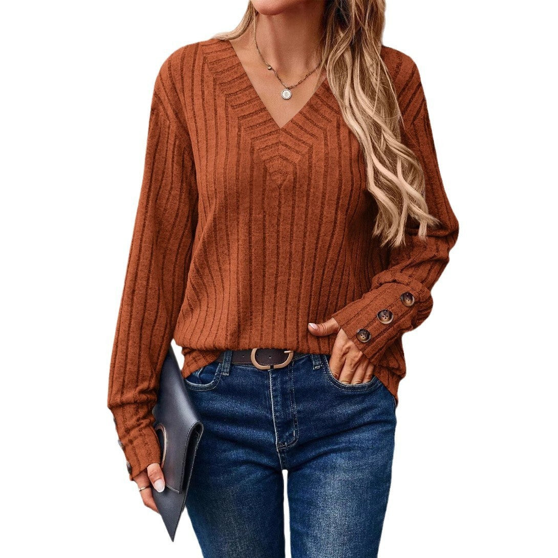 Lässiges Damen-Stricktop mit V-Ausschnitt und modischem Strukturmuster von berg-feldt