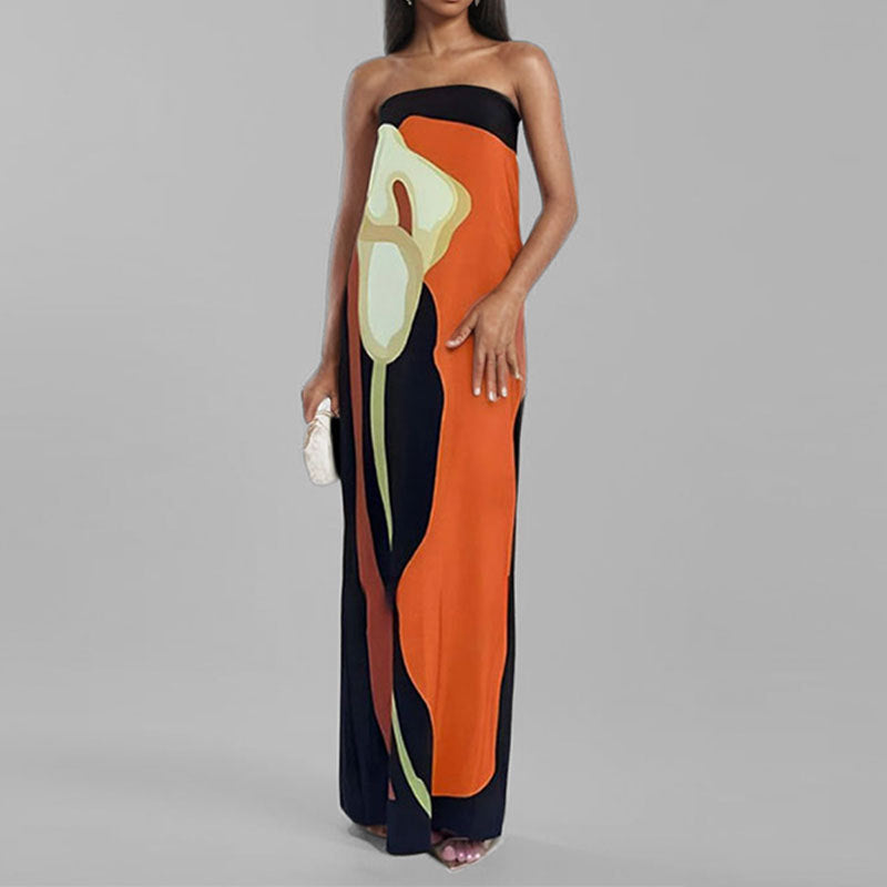 Élégante robe longue pour femme à motifs floraux artistiques de berg-feldt