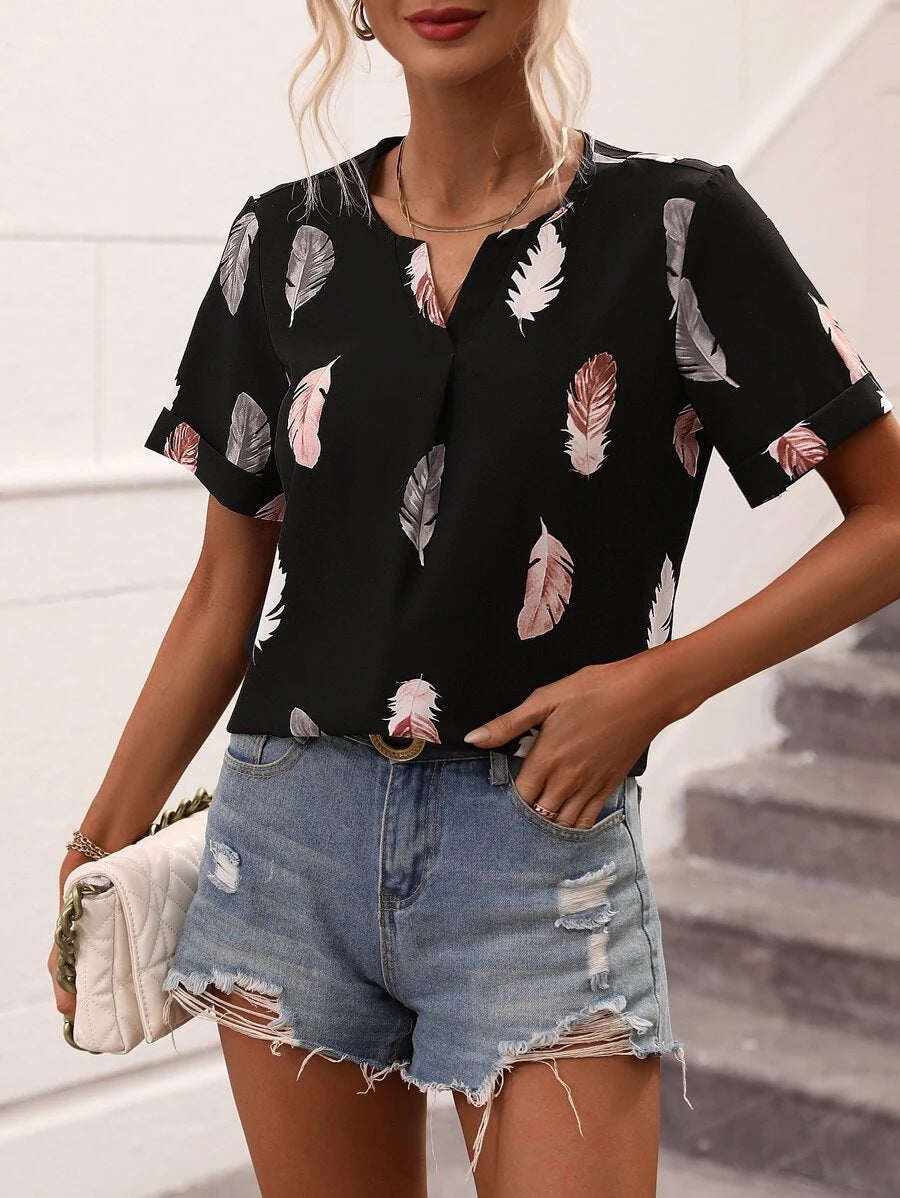 Chemise légère pour femme avec un design chic à feuilles et une coupe décontractée de berg-feldt