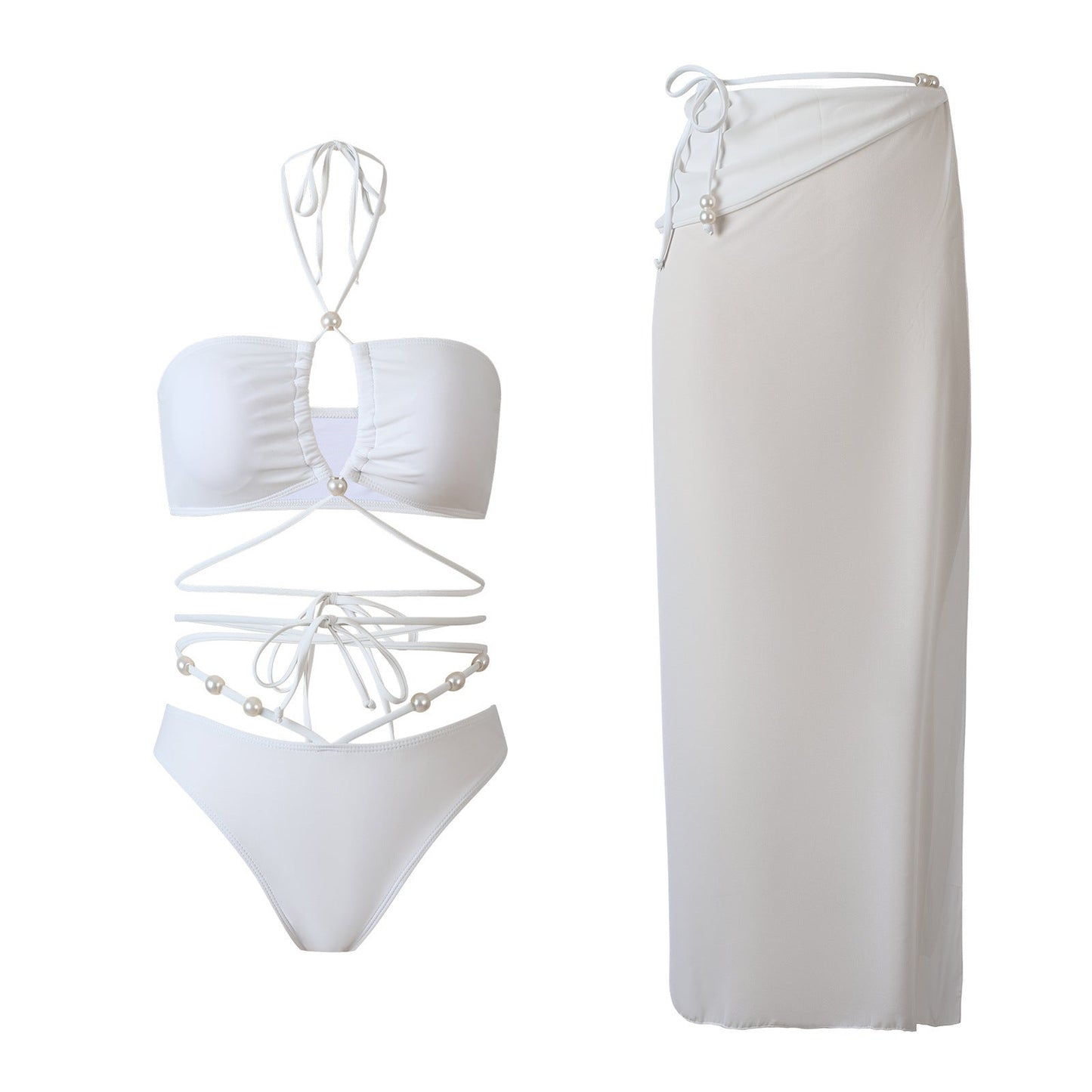 Bikini avec laçage sophistiqué et paréo transparent de berg-feldt