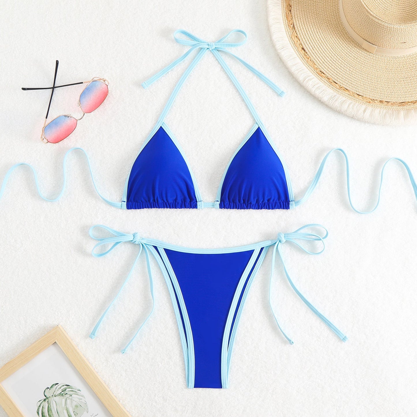 Ensemble de bikini pour femme, modèle triangle, avec bretelles réglables et design contrasté de berg-feldt