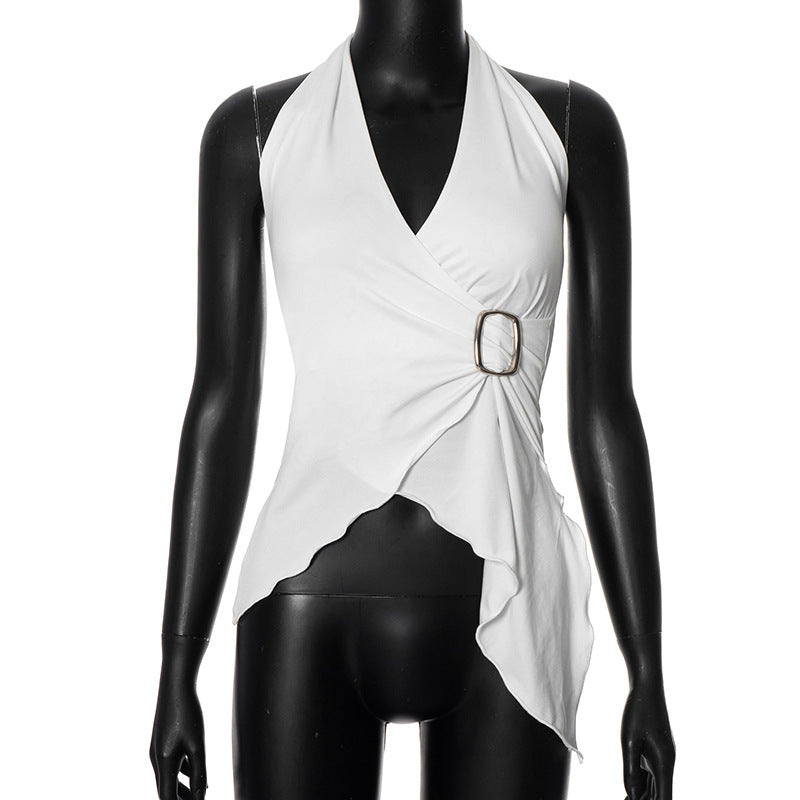 Asymmetrisches Wickeltop für Damen mit Schnallendetail von berg-feldt
