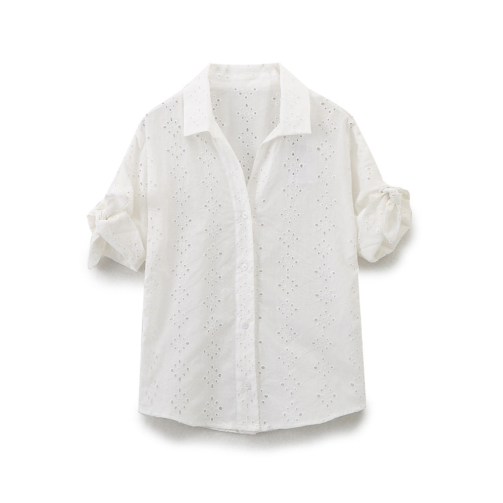 Women's Eyelet Detail Button-Down Blouse by berg-feldt
