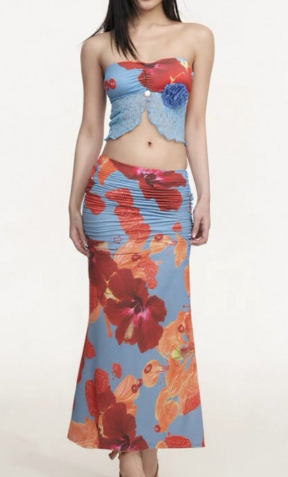 Women's Floral Cropped Top and Maxi Skirt Set by berg-feldt