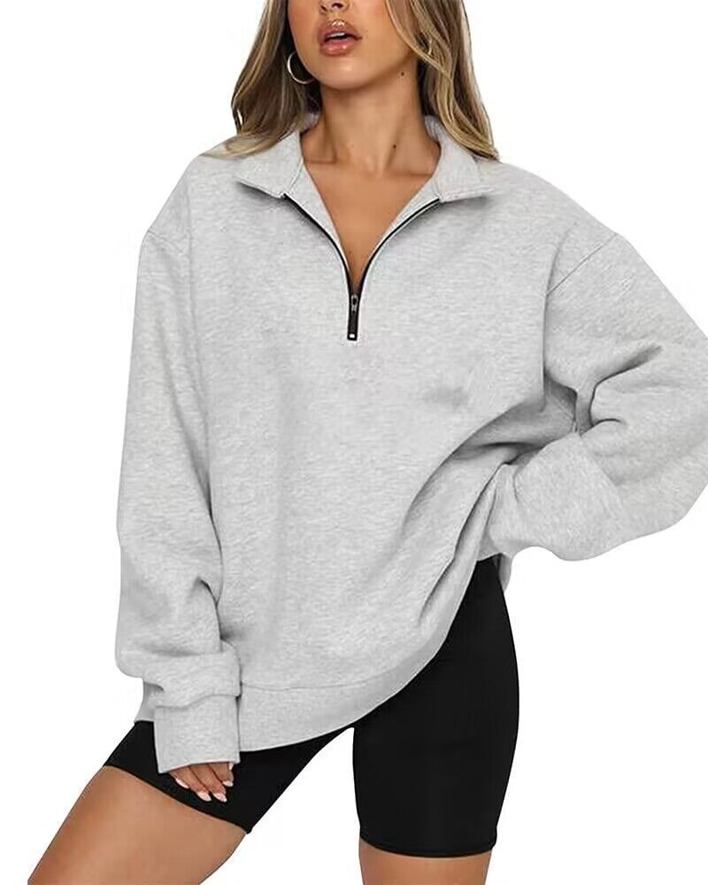 Bequemer Damen-Pullover mit Reißverschluss, Oversized, berg-feldt