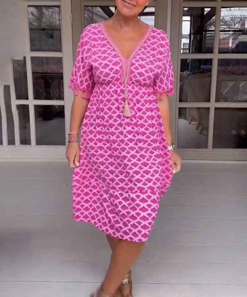 Robe d'été élégante pour femme avec manches à franges et col en V de berg-feldt
