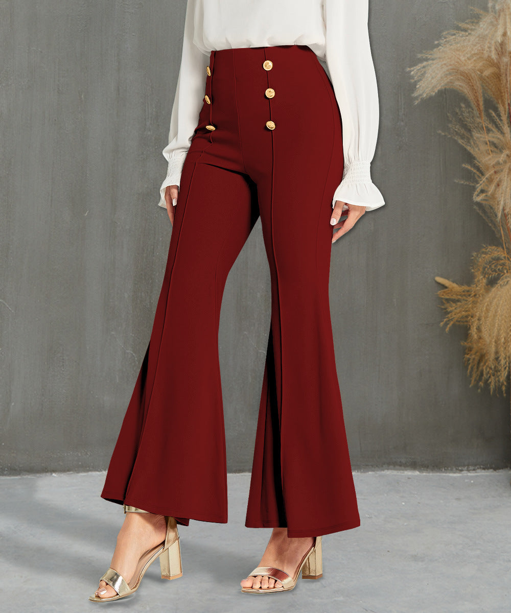 Weite Damenhose mit hoher Taille und Knopfdetail von berg-feldt