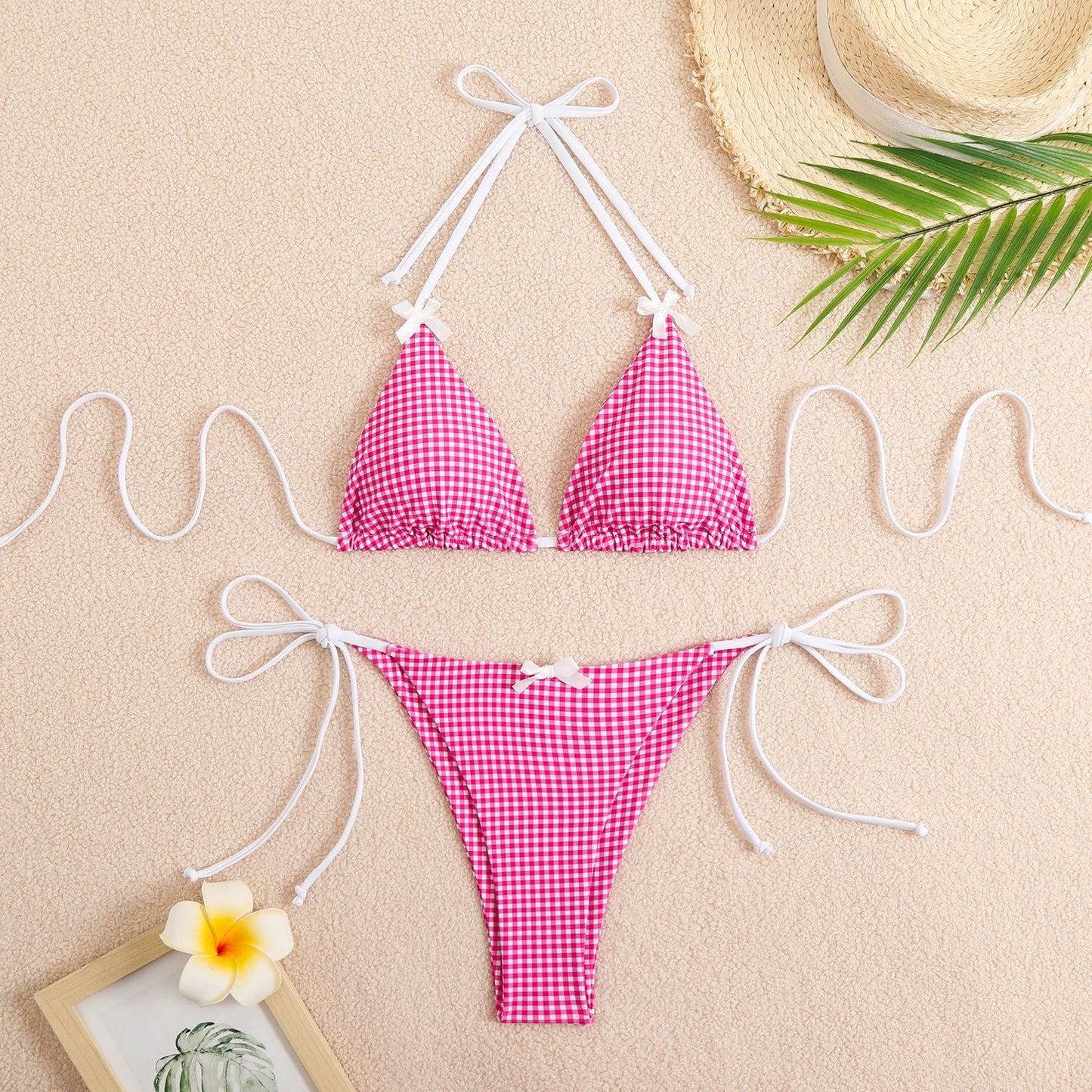 Haut de bikini triangulaire imprimé vichy pour femme Berg-Feldt