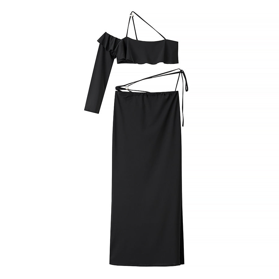 Women's Off-Shoulder Ruffled Two-Piece Maxi Dress Set berg-feldt