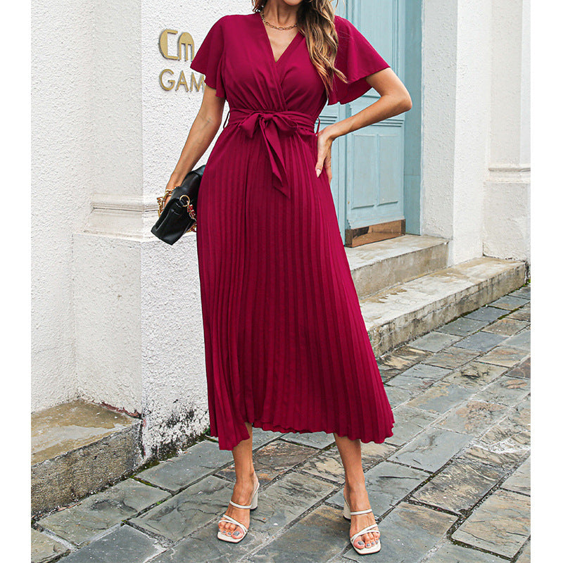 Wickel-Maxikleid für Damen mit Volants und Gürtel von berg-feldt